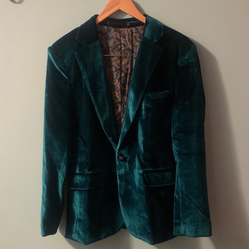 Premium Emerald Velvet Sport Coat with Paisley Lining
